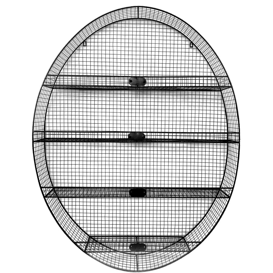 Wall Accents * | Closeout Sale 37X47 Metal Oval Black Wire Wall Basket