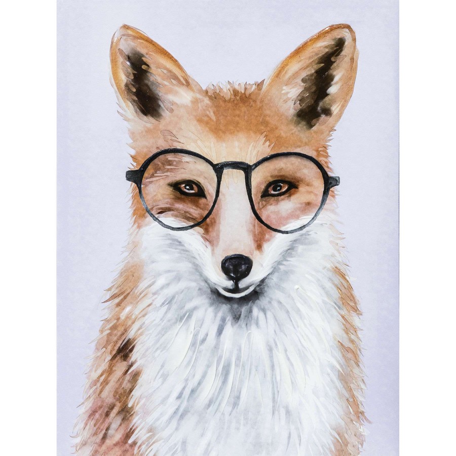 Wall Art * | Closeout Sale Fox With Glasses Canvas Wall Art, 12 16