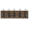 Wall Accents * | Original 6X12 Black Brown Wood/Metal 5 Wall Hooks