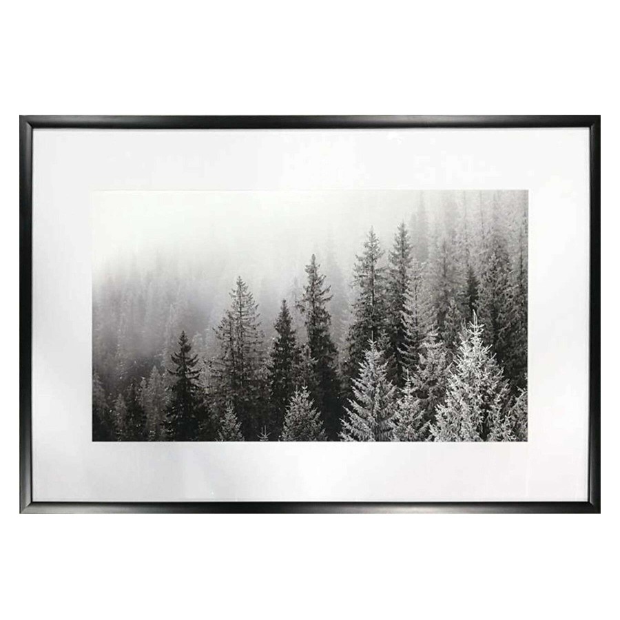 Wall Art * | Cut Price Glass Framed Black 7 White Woodland Wall Art, 25 37