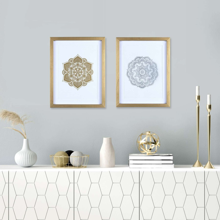 Wall Art * | Exclusive Design Glass Framed Metallic Mandala Wall Art, 11 14