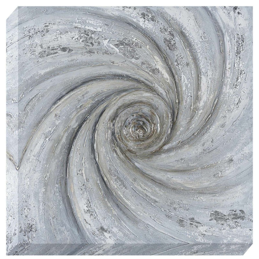 Wall Art * | Closeout Sale 40X40 Silver Swirl Enhanced Metallic Canvas