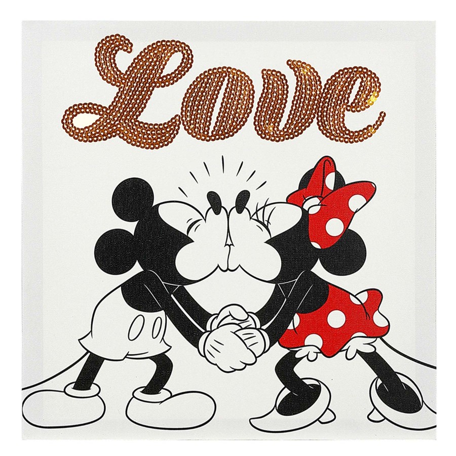 Wall Art * | Cheap 12X12 Mickey Minnie Sequin Canvas Wall Art