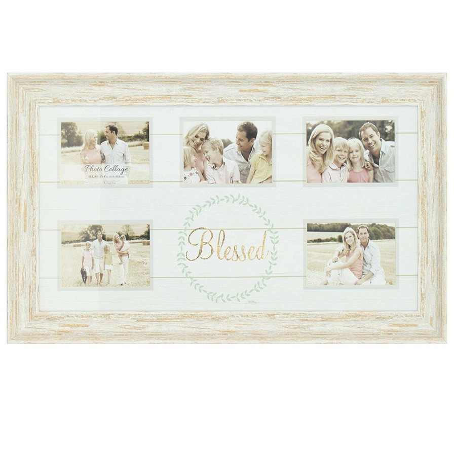 Frames & Clocks * | Closeout Sale 24X12 Blessed Photo Collage With 5 Openings