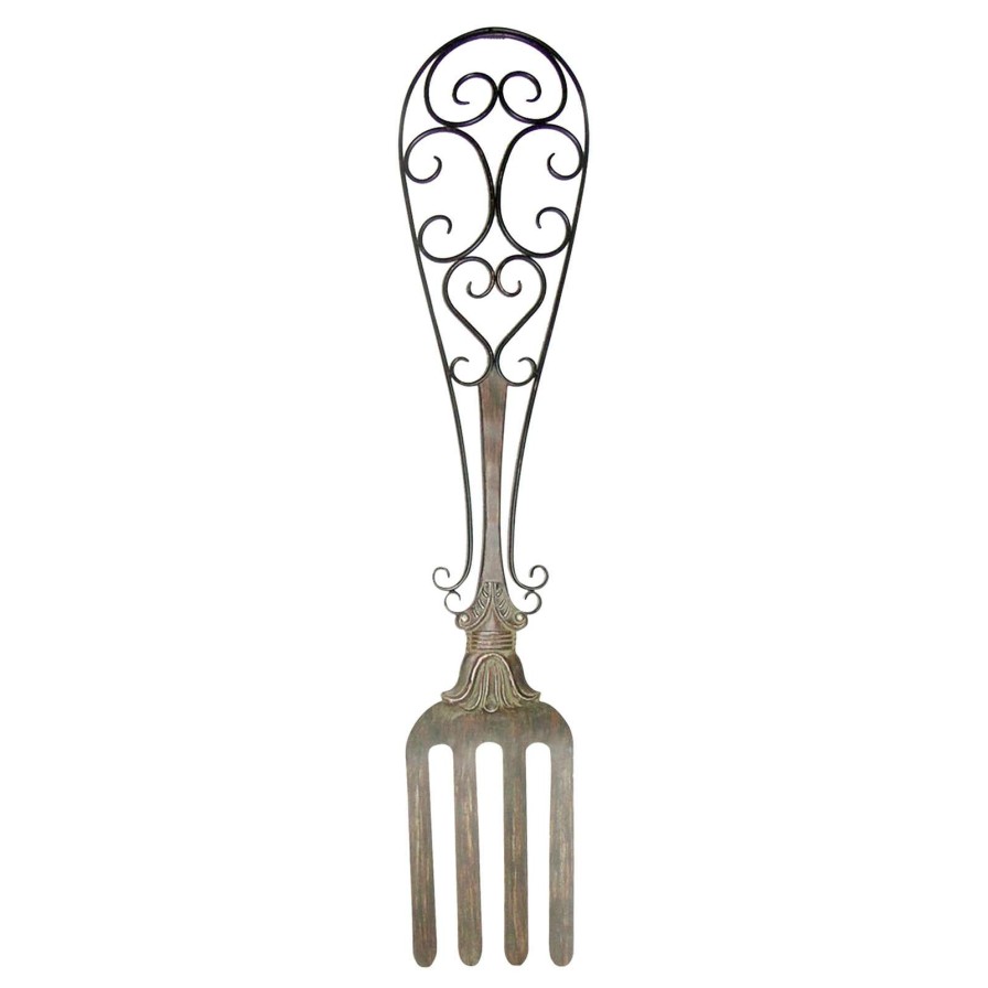 Wall Art * | Clearance Sale 12X53 Metal Bronze Spoon And Fork Wall Decor