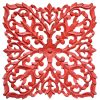 Wall Art * | Top Sellers 16X16 Red Hand Carved Wood Moroccan Panel