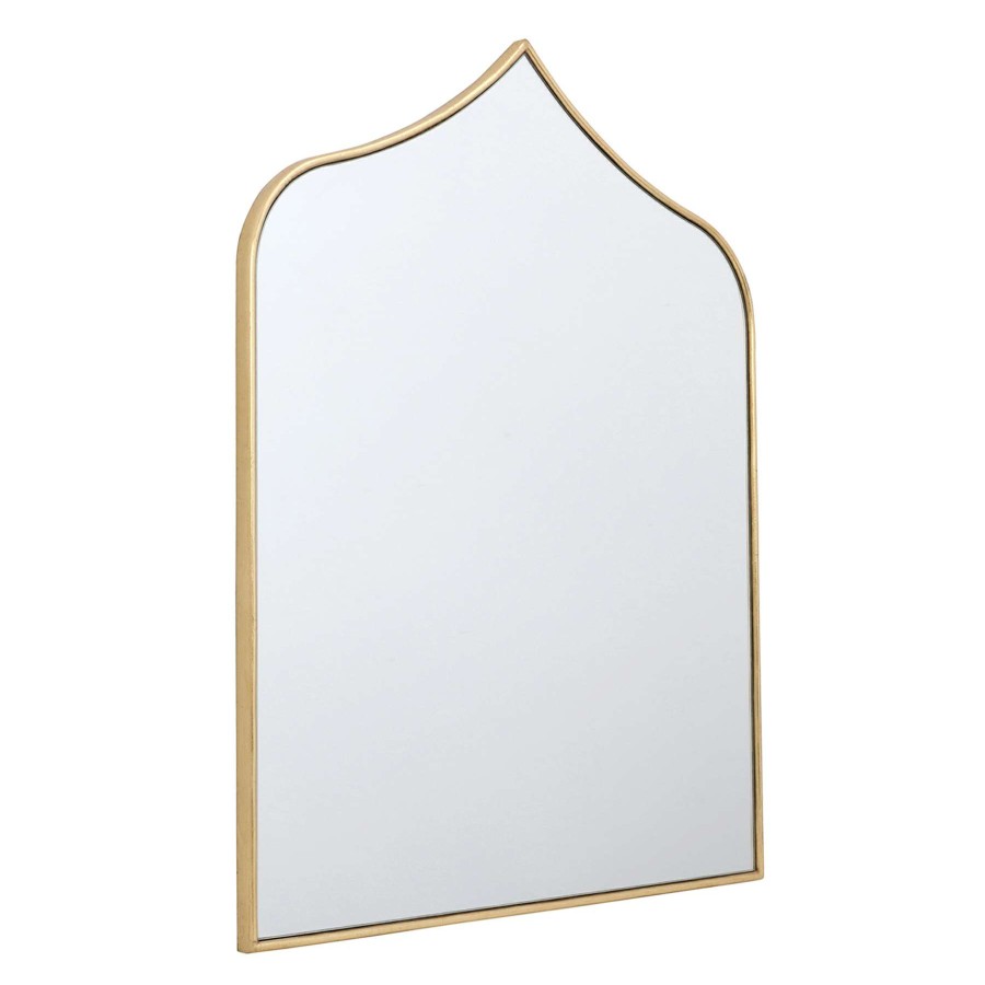 Mirrors * | Tendy Style Gold Framed Pointed Arch Wall Mirror, 22 28