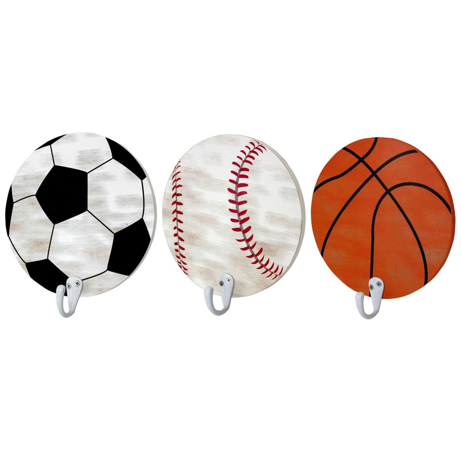 Wall Accents * | Tendy Style 6X6 Soccer Baseball Basketball Wall Hook Board 3 Set