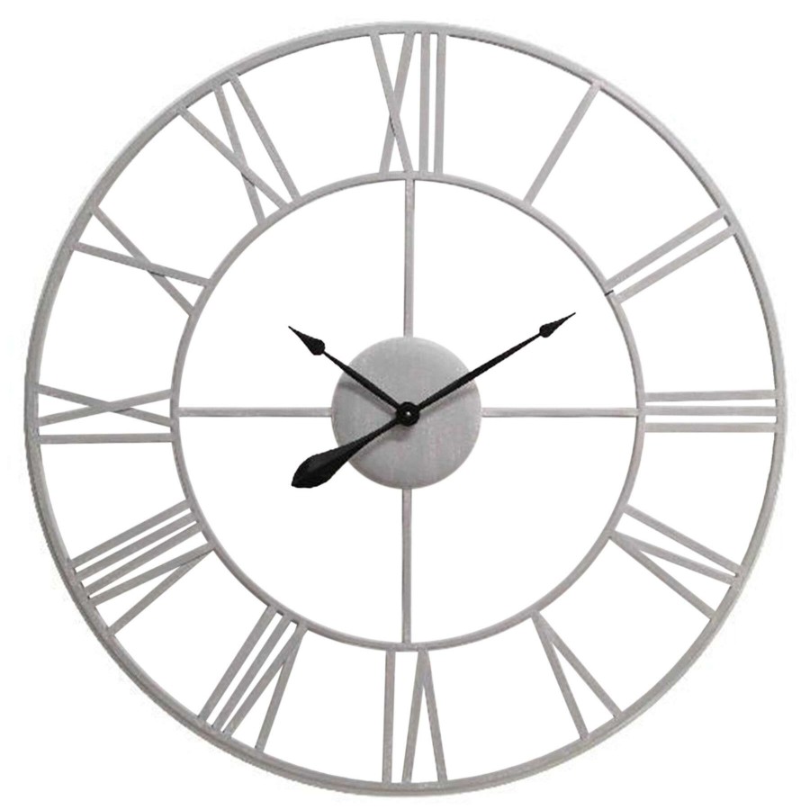 Frames & Clocks * | Excellent 41In. Grey Round Metal Clock