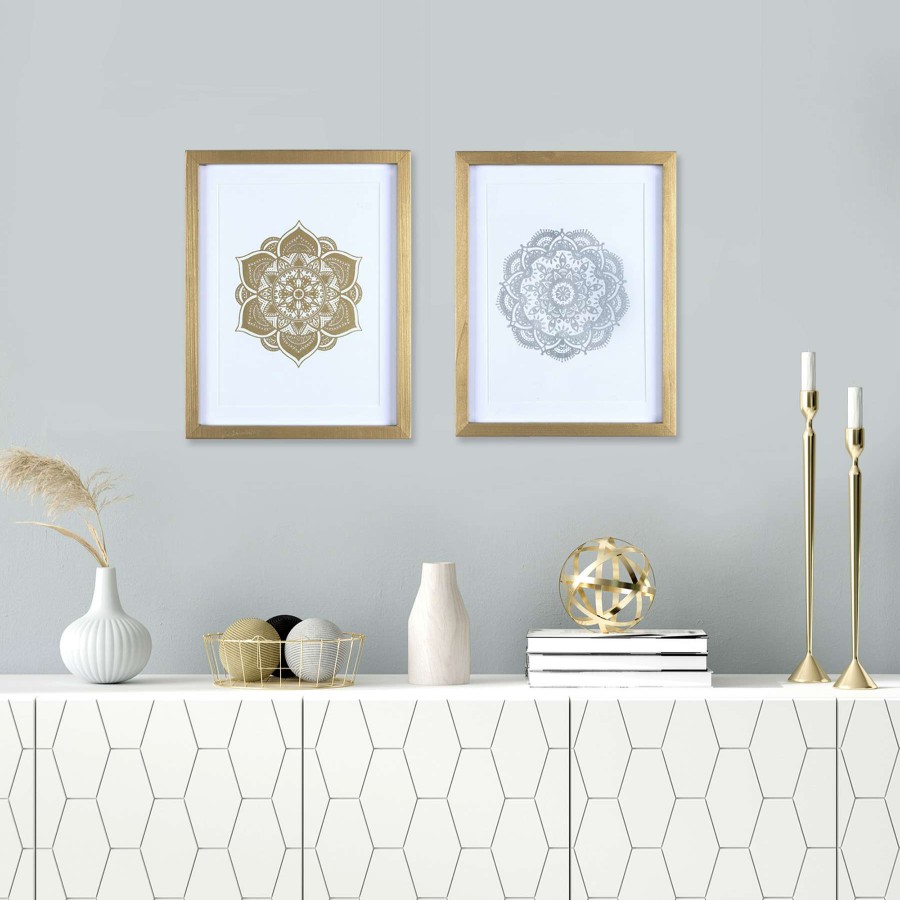 Wall Art * | Clearance Sale Glass Framed Mandala Print Wall Art, 11 14