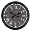 Frames & Clocks * | Top Sellers 30X30 Black Frame Clock With Grey Distressed Face Paper