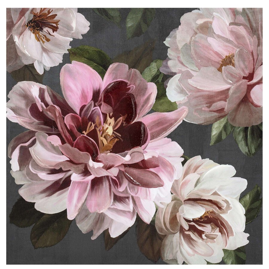 Wall Art * | Best Price 12X12 Peonies On Grey