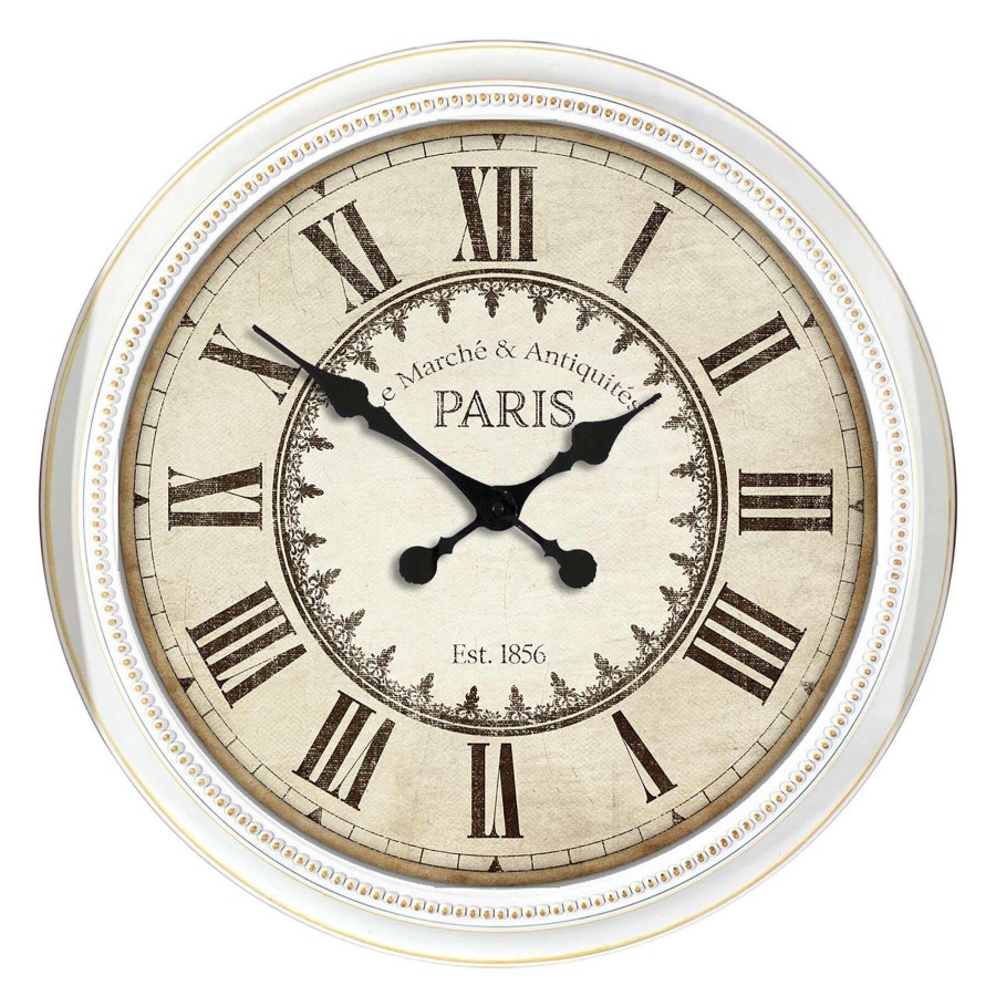 Frames & Clocks * | Discounts 22-In White Beaded Paris Clock