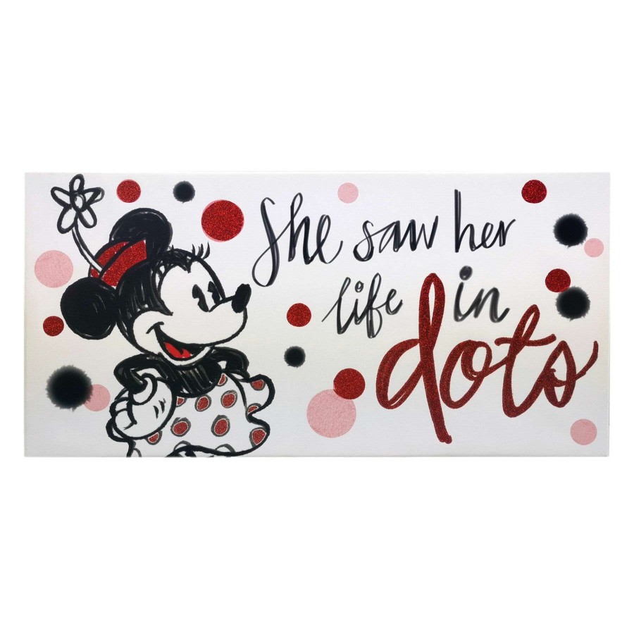 Wall Art * | Cheap 24X12 Minnie Mouse Canvas With Glitter Wall Art