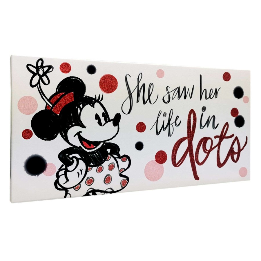 Wall Art * | Cheap 24X12 Minnie Mouse Canvas With Glitter Wall Art