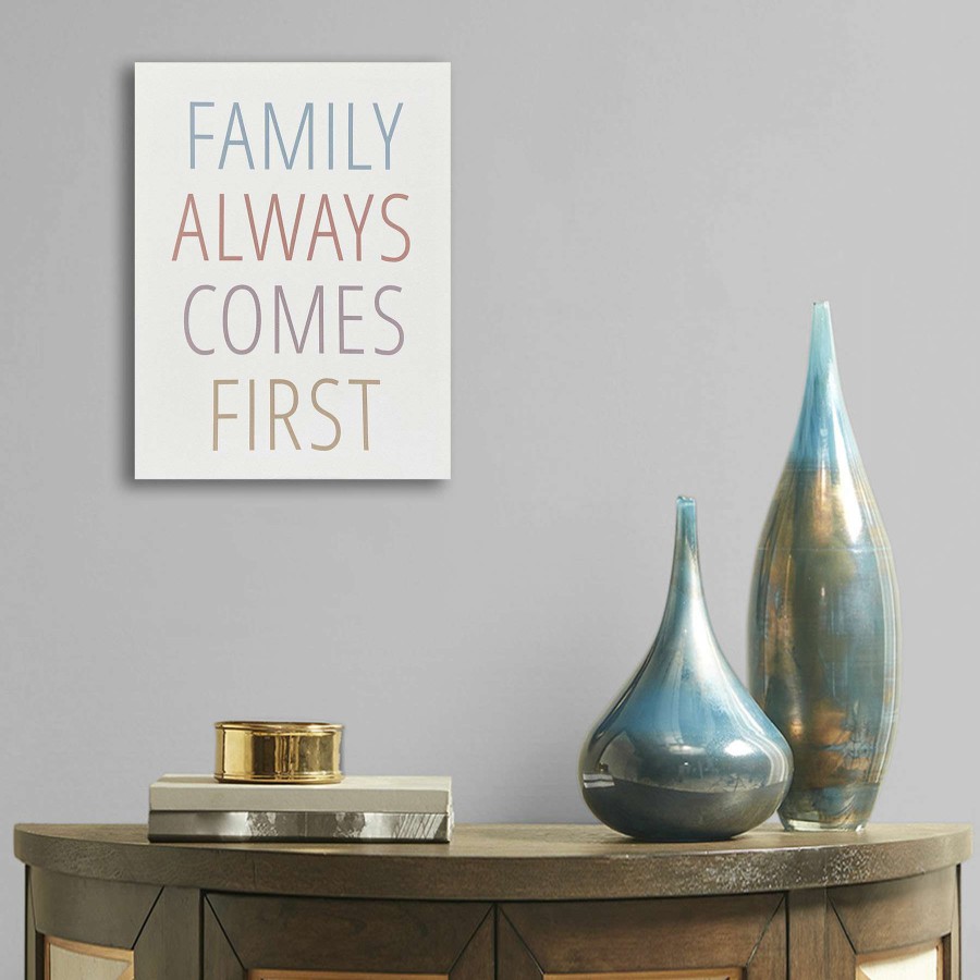 Wall Art * | Good Quality Family Always Comes First Canvas Wall Art, 11 14