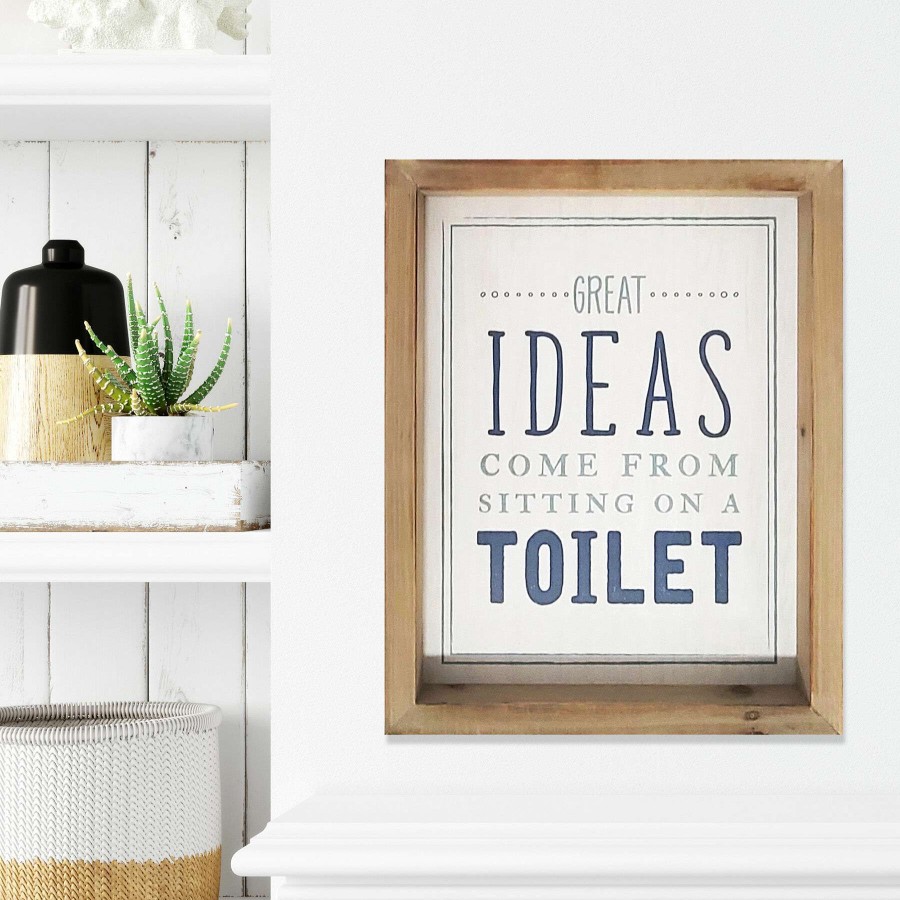 Wall Art * | Discount Sale 8X10 Great Ideas Come From Sitting On The Toilet Framed Wall Art