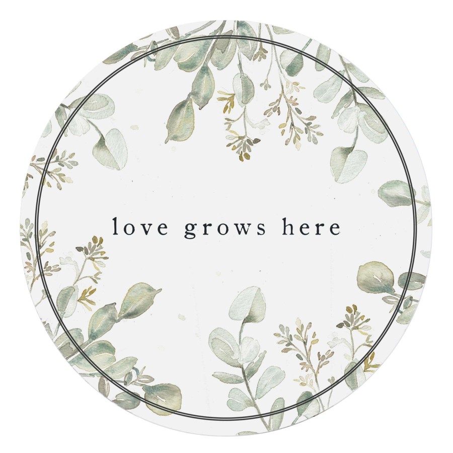 Wall Art * | Quick Delivery Love Grows Here Round Wall Sign, 12