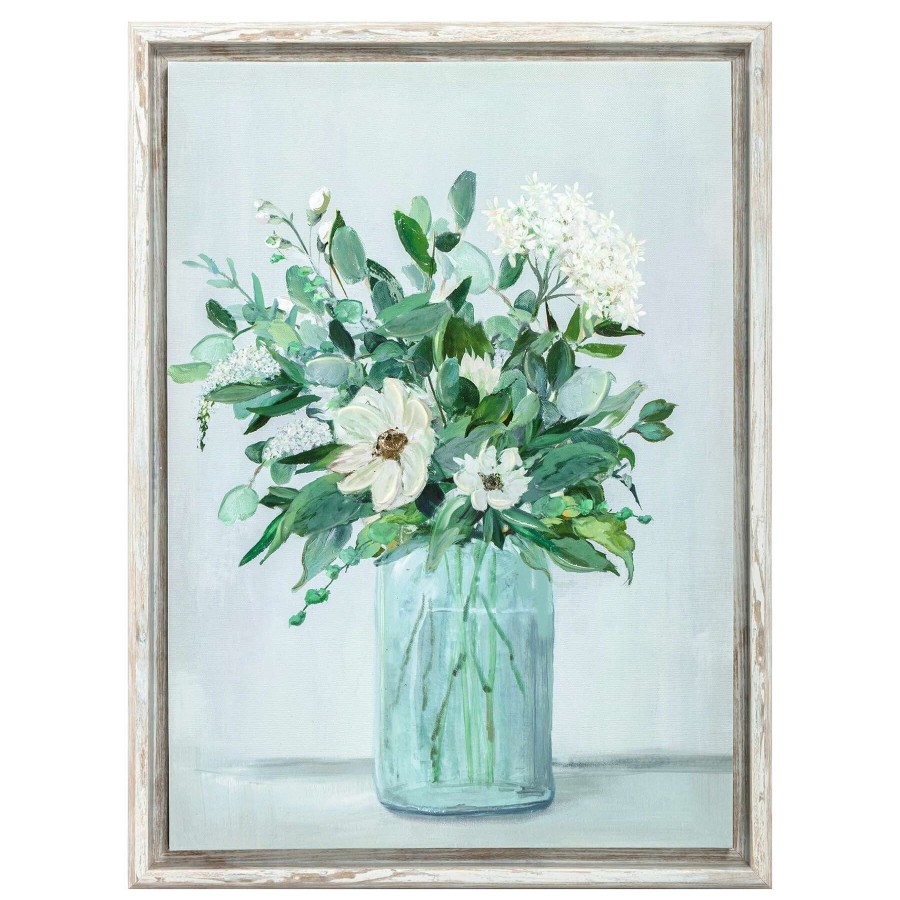 Wall Art * | Exclusive Design Floral Pottery Framed Canvas Wall Art, 18 34